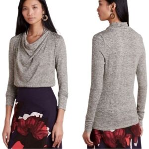 Anthropologie Deletta Shimmered Cowl Neck Knit Top Size Medium